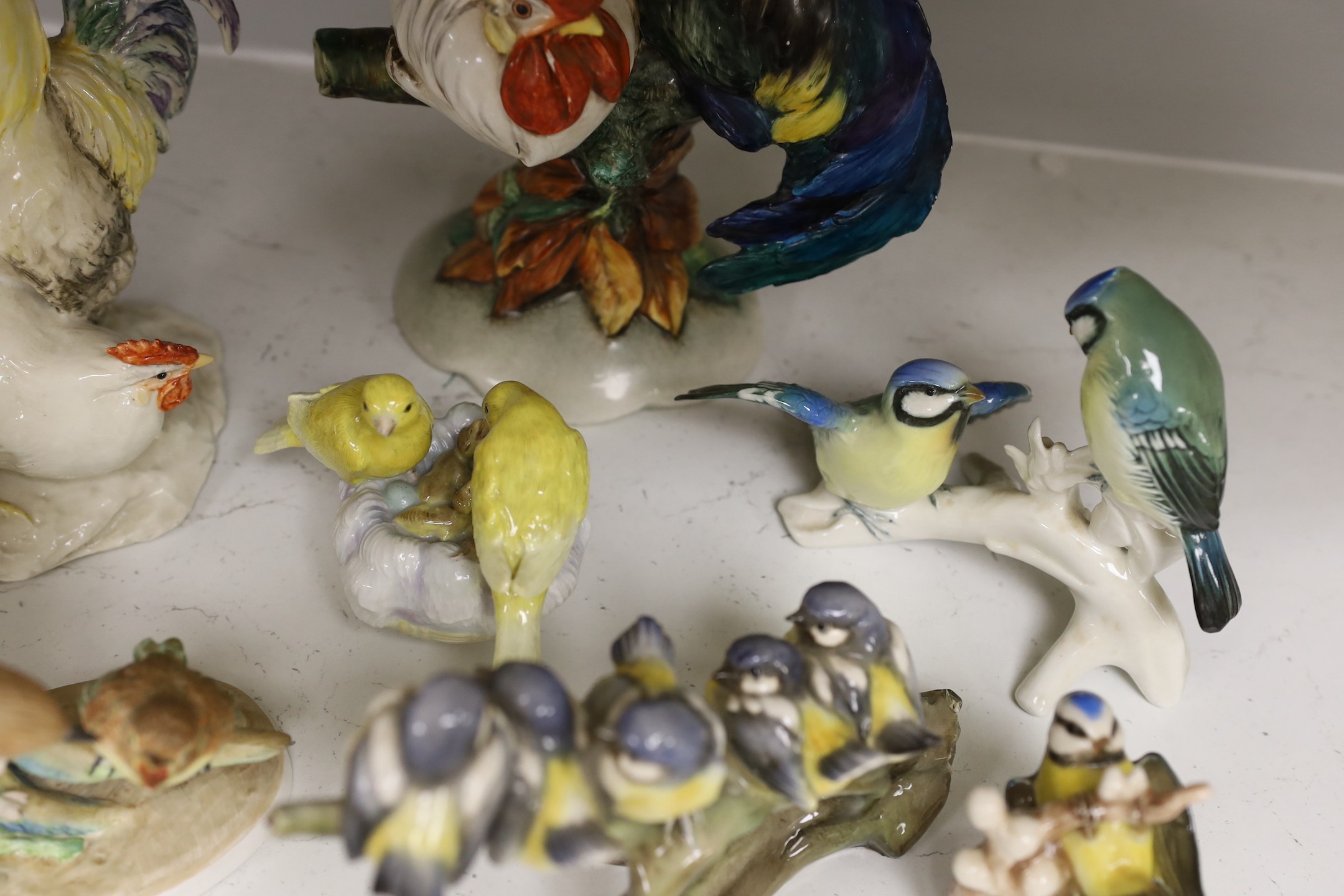 A selection of various ceramic bird models, to include Goebel. Tallest 26.5cm